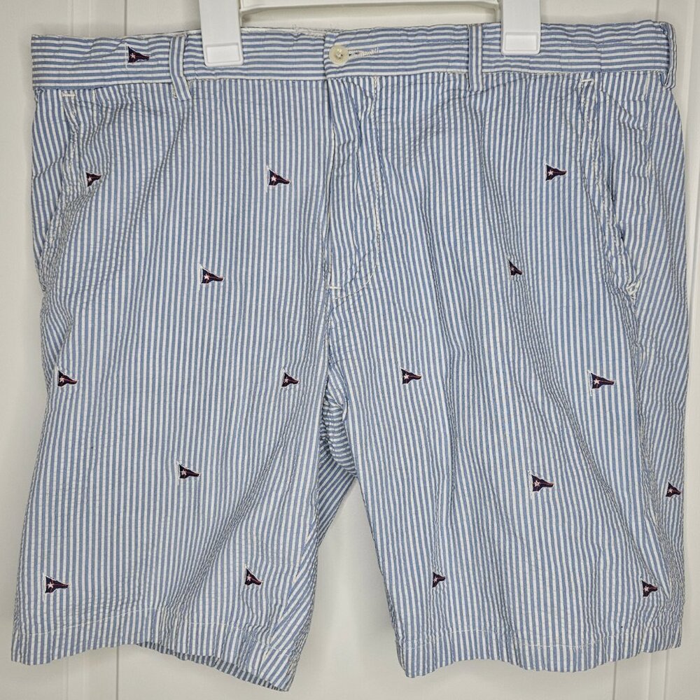 Polo Ralph Lauren Seersucker Shorts Embroidered Nautical Flag 36